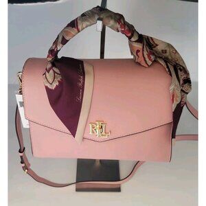 NEW RALPH LAUREN Pink Leather Top-Handle Scarf‎ and Crossbody